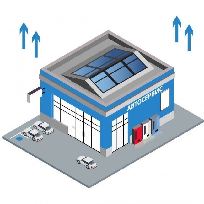 Вытяжка для автосервиса